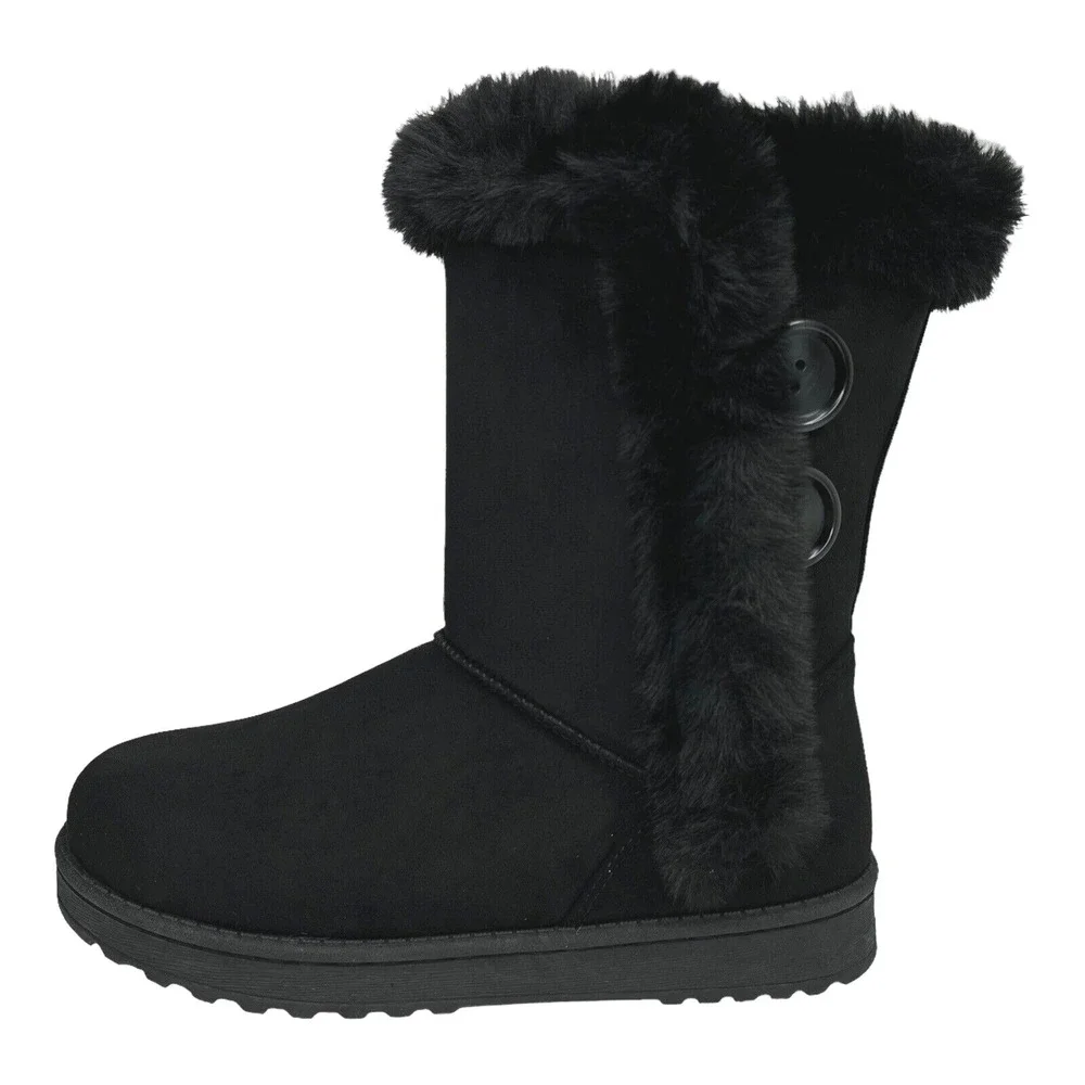 So‎ Abigail Women's Mid Calf Winter Boots Size 6-6.5 Black Faux Fur Lined Cozy